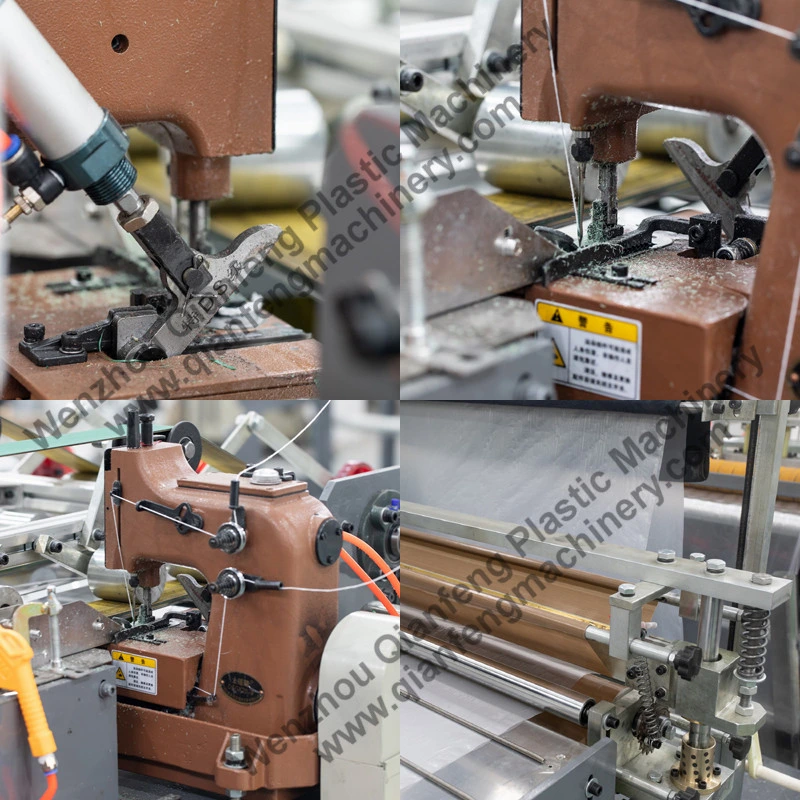 Automatic PE Liner Film Inserting Cutting/Scissor/Cutter Sewing/Stitching Machine for PP Woven Bag Sack Production Line Making