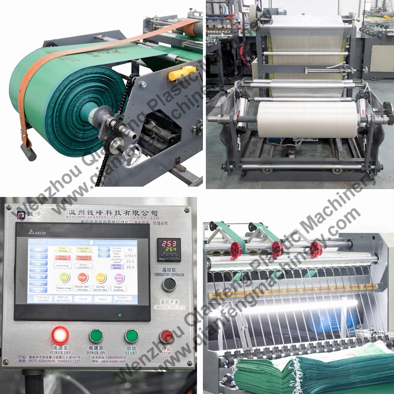 Automatic PE Liner Film Inserting Cutting/Scissor/Cutter Sewing/Stitching Machine for PP Woven Bag Sack Production Line Making